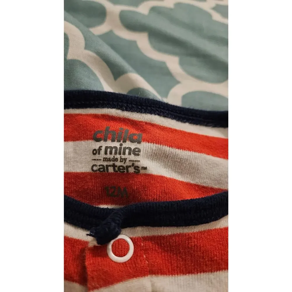 Carter’s Little Firecracker Baby Romper 12M Red White Blue Patriotic One Piece